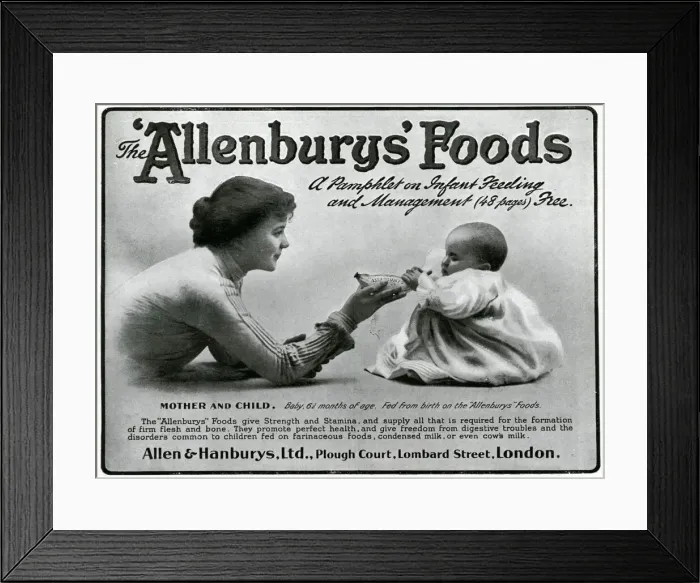 Framed Print : Advert for Allenburys infant feed 1905 Framed Print : Advert for Allenburys infant feed 1905