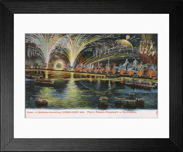 Framed Print : Fireworks display, Dusseldorf Exhibition, Germany Framed Print : Fireworks display, Dusseldorf Exhibition, Germany
