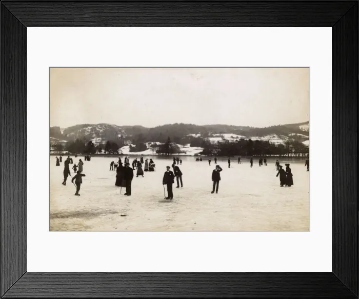 Framed Print : Skaters on Lake Coniston, Lake District, Cumbria Framed Print : Skaters on Lake Coniston, Lake District, Cumbria