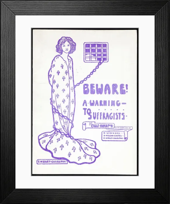 Framed Print : Suffragette chained to prison window Framed Print : Suffragette chained to prison window