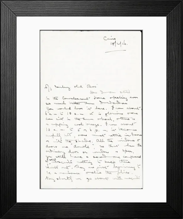 Framed Print : Letter from Albert Auerbach from Cairo, Egypt, WW1 Framed Print : Letter from Albert Auerbach from Cairo, Egypt, WW1