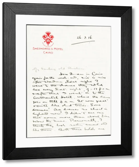 Framed Print : Letter from Albert Auerbach from Cairo, Egypt, WW1 Framed Print : Letter from Albert Auerbach from Cairo, Egypt, WW1
