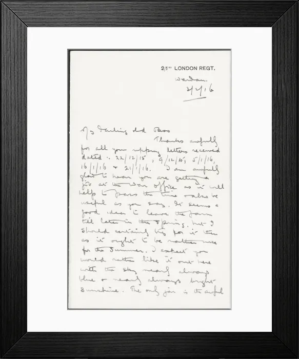 Framed Print : Letter from Albert Auerbach from Camp Wardan, Egypt, WW1 Framed Print : Letter from Albert Auerbach from Camp Wardan, Egypt, WW1