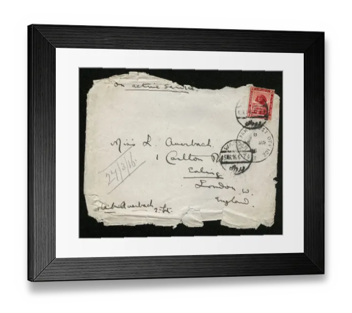 Framed Print : Envelope from Egypt addressed to Miss L Auerbach, WW1 Framed Print : Envelope from Egypt addressed to Miss L Auerbach, WW1