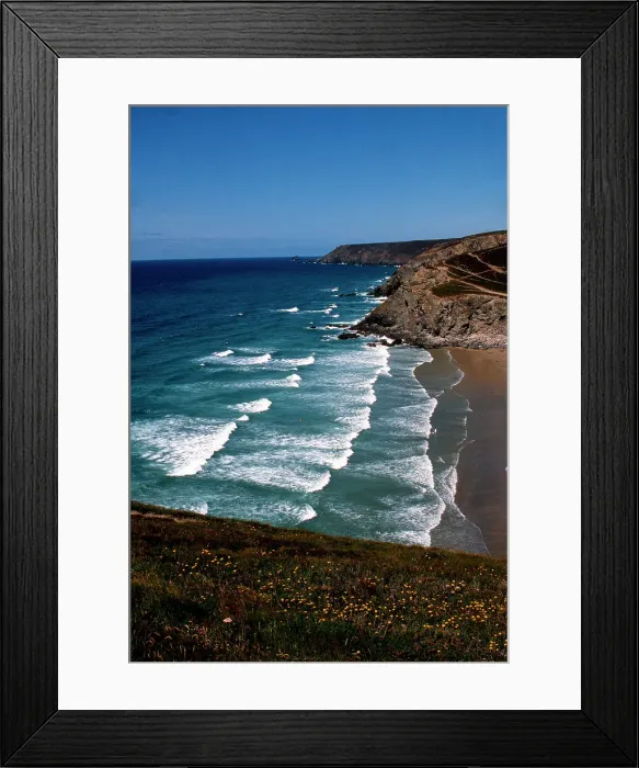 Framed Print : Beach and Cliffs at Porthtowan, Cornwall Framed Print : Beach and Cliffs at Porthtowan, Cornwall