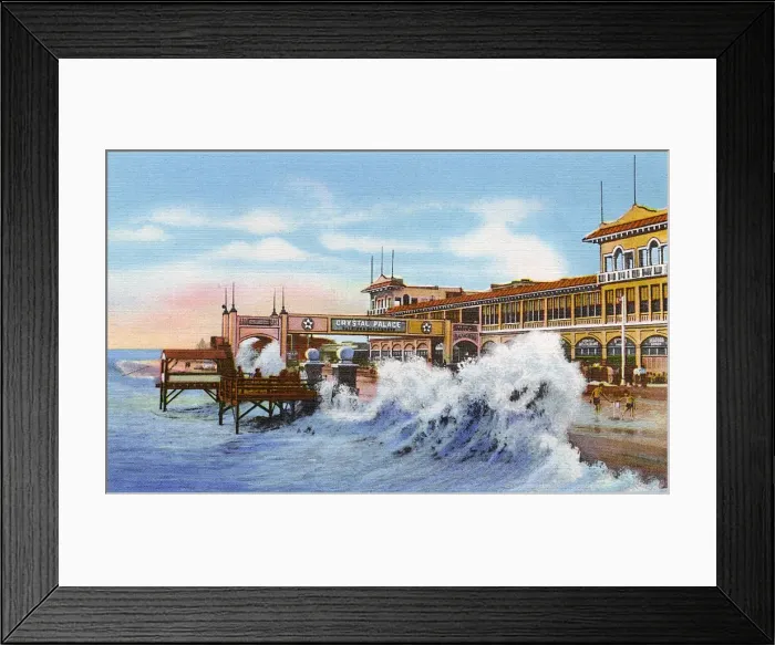 Framed Print : Postcard booklet, seawall at Galveston, Texas, USA Framed Print : Postcard booklet, seawall at Galveston, Texas, USA
