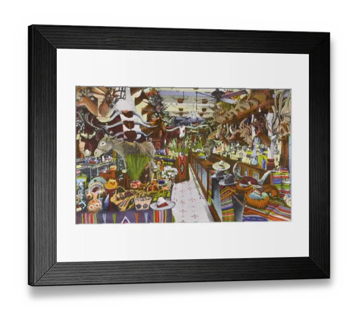 Framed Print : Postcard booklet, Famous Buckhorn Curio Store, Texas, USA Framed Print : Postcard booklet, Famous Buckhorn Curio Store, Texas, USA
