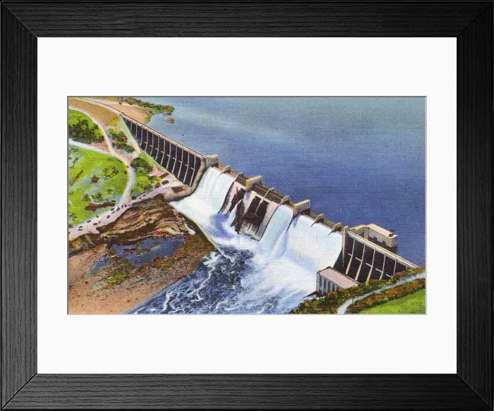 Framed Print : Postcard booklet, Morris Sheppard Lake and Dam, Texas, USA Framed Print : Postcard booklet, Morris Sheppard Lake and Dam, Texas, USA