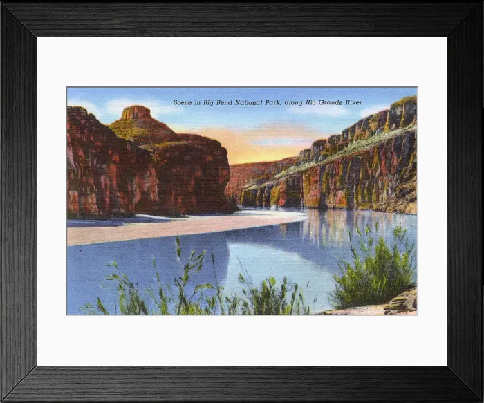 Framed Print : Postcard booklet, Rio Grande and National Park, Texas, USA Framed Print : Postcard booklet, Rio Grande and National Park, Texas, USA
