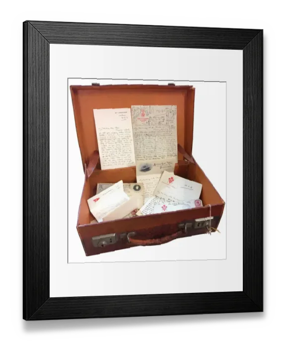 Framed Print : Letters from Albert Auerbach, arranged in a leather case