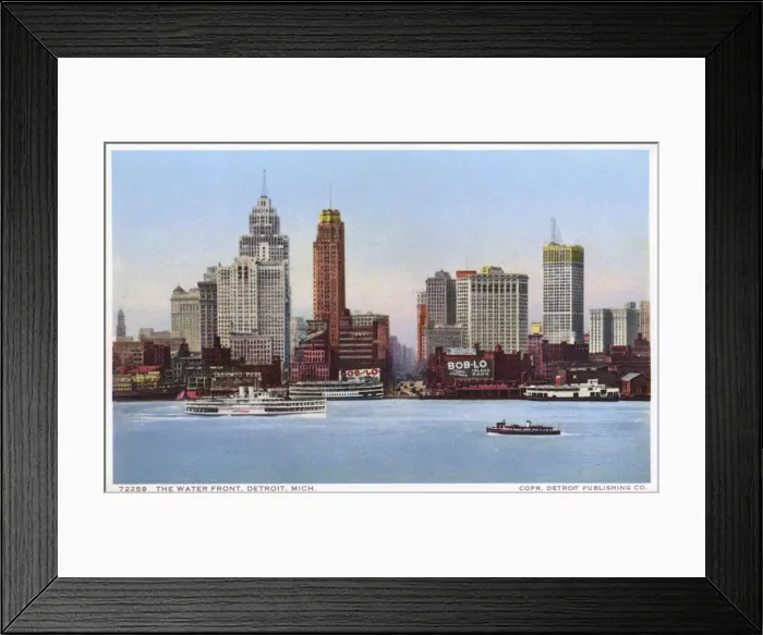 Framed Print : View of the waterfront, Detroit, Michigan, USA Framed Print : View of the waterfront, Detroit, Michigan, USA