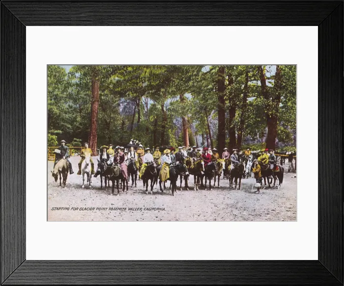 Framed Print : Tourists setting out, Yosemite Valley, California, USA Framed Print : Tourists setting out, Yosemite Valley, California, USA