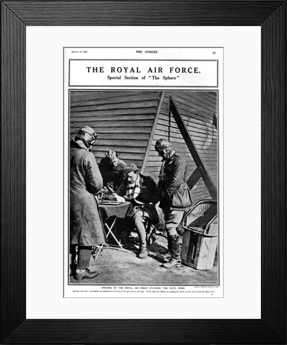 Framed Print : Officers of the Royal Air Force studying the days work Framed Print : Officers of the Royal Air Force studying the days work
