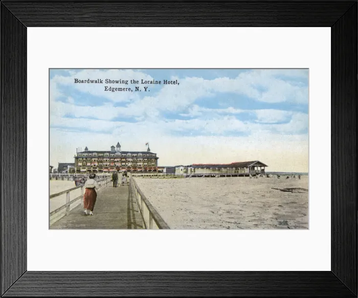 Framed Print : Boardwalk and Lorraine Hotel, Edgemere, New York, USA Framed Print : Boardwalk and Lorraine Hotel, Edgemere, New York, USA