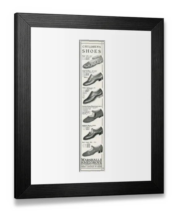 Framed Print : Advert for Marshall & Snelgrove childrens footwear 1927 Framed Print : Advert for Marshall & Snelgrove childrens footwear 1927