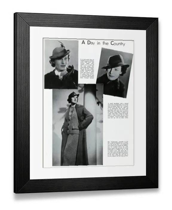 Framed Print : Fashionable womens country hats 1937 Framed Print : Fashionable womens country hats 1937