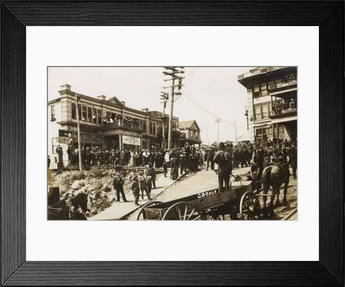 Framed Print : Mass meeting in Cobalt, Ontario, Canada Framed Print : Mass meeting in Cobalt, Ontario, Canada