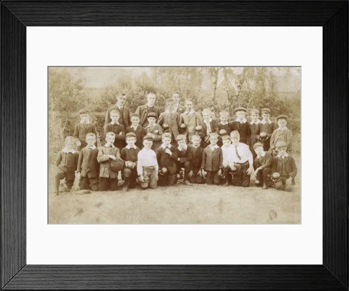 Framed Print : Group photo, boys and men at a bowling club Framed Print : Group photo, boys and men at a bowling club