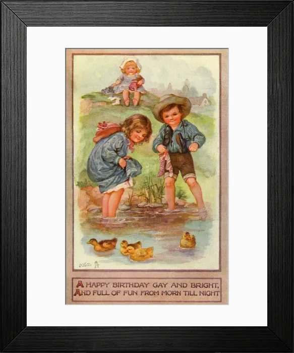 Framed Print : Playing by a stream Framed Print : Playing by a stream