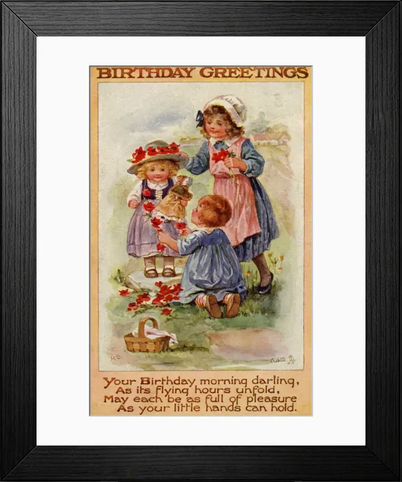 Framed Print : Making a poppy chain Framed Print : Making a poppy chain
