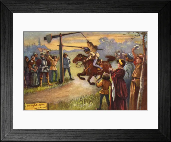 Framed Print : Quintain. Old English Sports - Quintain, akin to jousting Framed Print : Quintain. Old English Sports - Quintain, akin to jousting