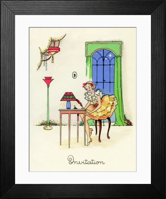 Framed Print : 1940s party invitation Framed Print : 1940s party invitation
