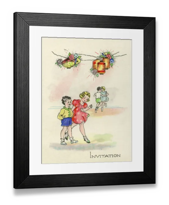 Framed Print : 1940s party invitation Framed Print : 1940s party invitation