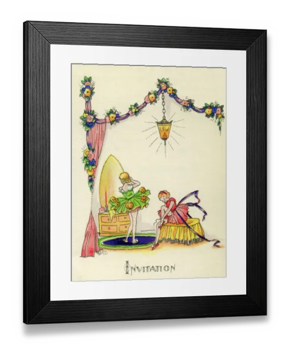 Framed Print : 1940s party invitation Framed Print : 1940s party invitation