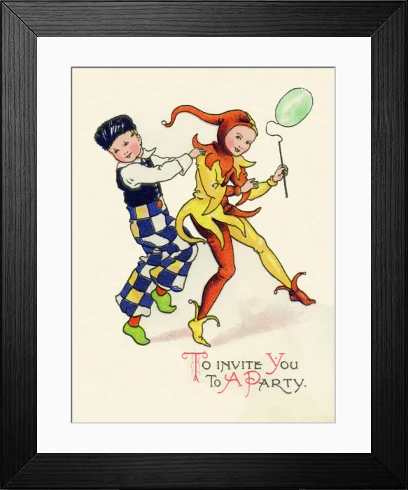 Framed Print : 1940s party invitation Framed Print : 1940s party invitation