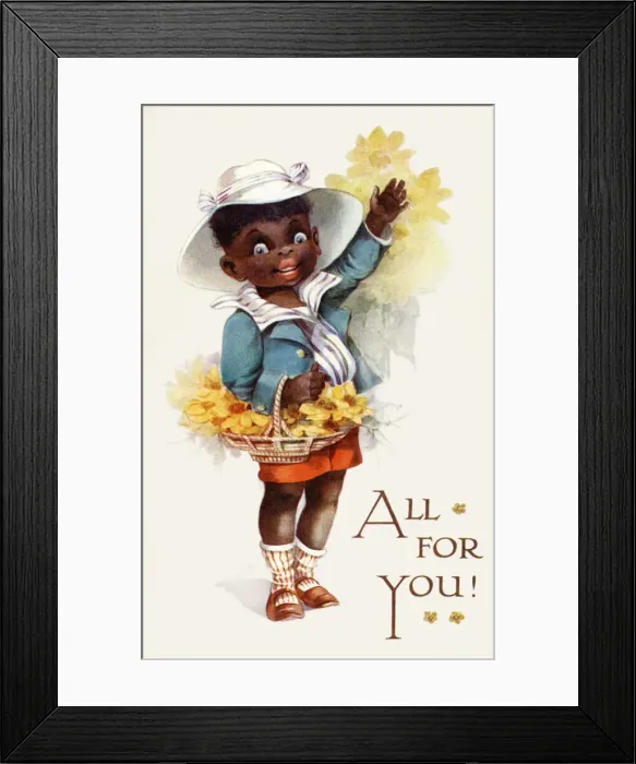 Framed Print : Black boy with flowers Framed Print : Black boy with flowers