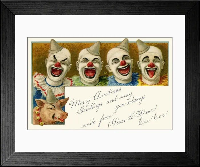 Framed Print : Four laughing clowns Framed Print : Four laughing clowns