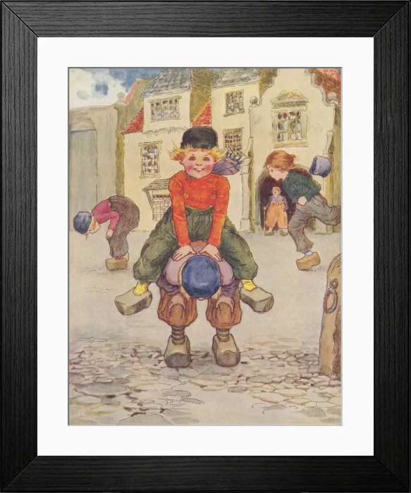 Framed Print : Leap frog. Dutch boys in the street playing leap-frog. Date: circa 1904 Framed Print : Leap frog. Dutch boys in the street playing leap-frog. Date: circa 1904
