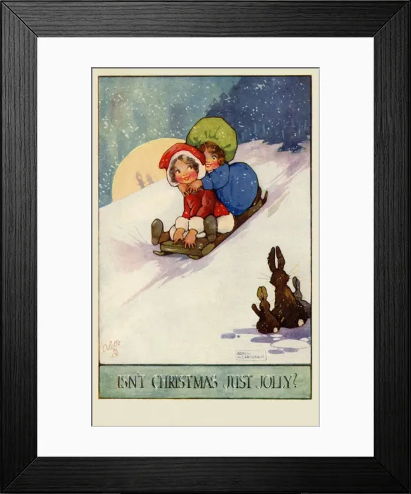 Framed Print : Girls on a sled Framed Print : Girls on a sled