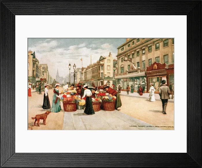 Framed Print : Flower sellers in Regent Street, Central London Framed Print : Flower sellers in Regent Street, Central London