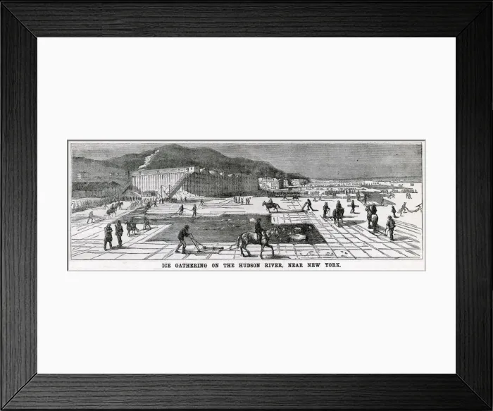 Framed Print : Ice-cutting on the Hudson River 1875 Framed Print : Ice-cutting on the Hudson River 1875