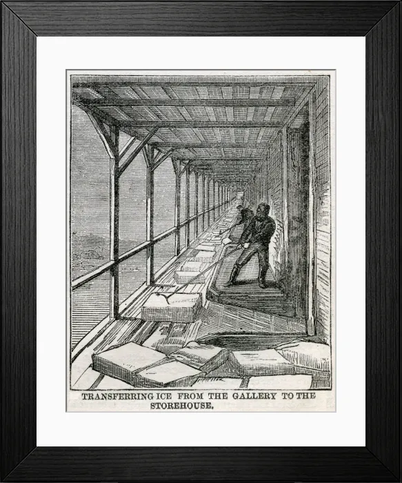 Framed Print : Transferring ice to storehouse, Hudson River 1875 Framed Print : Transferring ice to storehouse, Hudson River 1875