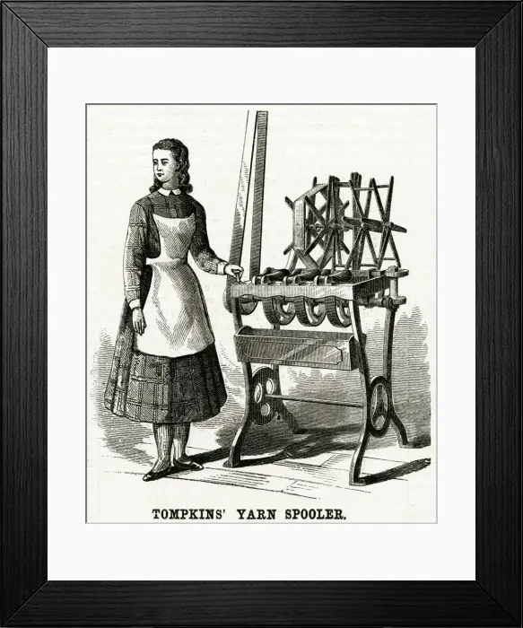 Framed Print : Tompkins yarn spooler 1875 Framed Print : Tompkins yarn spooler 1875