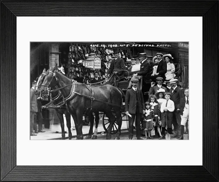 Framed Print : People outside Olivers Boot and Shoe Warehouse Framed Print : People outside Olivers Boot and Shoe Warehouse