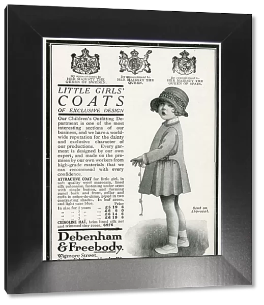 Advert for Debenham & Freebody little girls coats 1924
