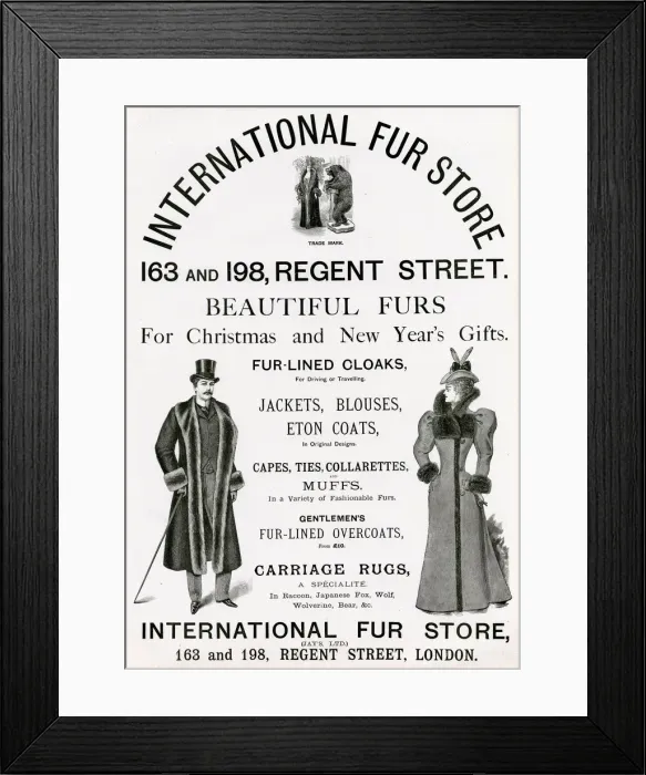 Framed Print : Advert for International Fur Store 1897 Framed Print : Advert for International Fur Store 1897