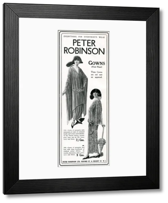 Framed Print : Advert for Peter Robinson gowns 1924 Framed Print : Advert for Peter Robinson gowns 1924