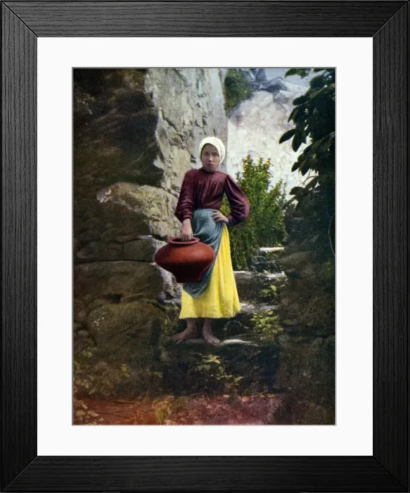 Framed Print : Servant girl with water jar, Gran Canaria, Canary Islands Framed Print : Servant girl with water jar, Gran Canaria, Canary Islands