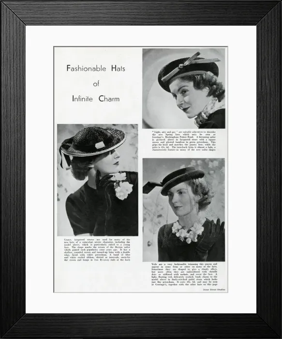 Framed Print : Fashionable hats of infinite charm 1937 Framed Print : Fashionable hats of infinite charm 1937