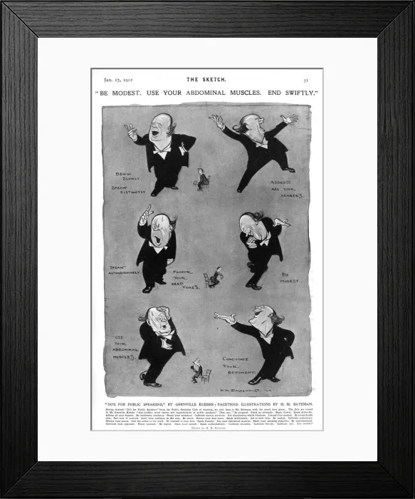 Framed Print : Dos for Public Speakers by H. M. Bateman Framed Print : Dos for Public Speakers by H. M. Bateman