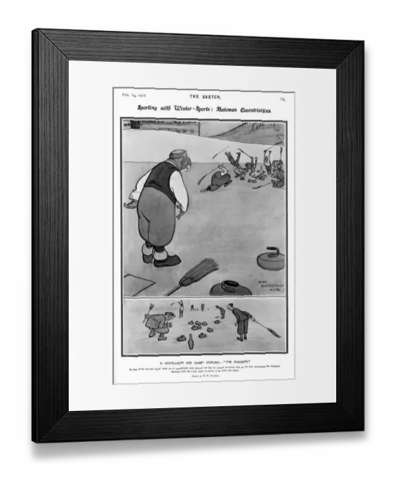 Framed Print : Sporting with Winter Sports by H. M. Bateman - Curling Framed Print : Sporting with Winter Sports by H. M. Bateman - Curling