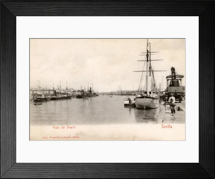 Framed Print : View of the port at Seville, Spain Framed Print : View of the port at Seville, Spain