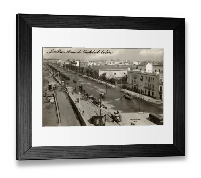 Framed Print : Aerial view of Paseo de Cristobal Colon, Seville, Spain Framed Print : Aerial view of Paseo de Cristobal Colon, Seville, Spain