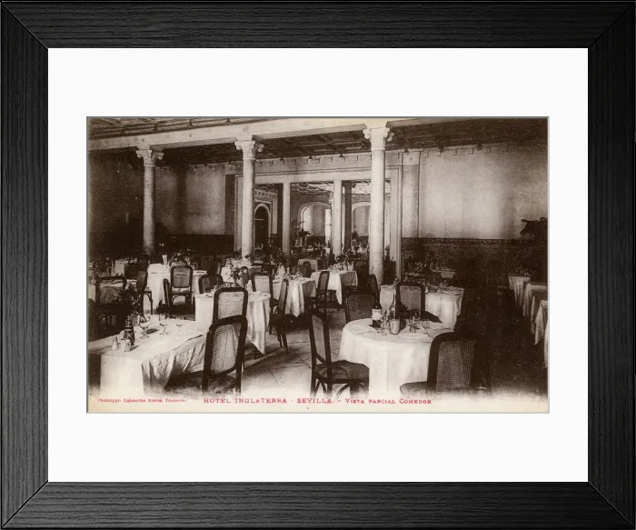 Framed Print : Dining Room, Hotel de Inglaterra, Seville, Spain