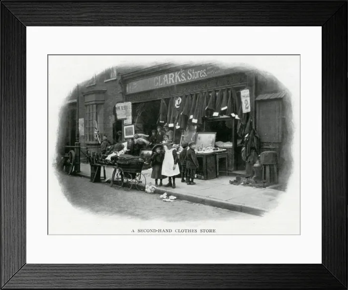 Framed Print : Second-hand clothes store 1903 Framed Print : Second-hand clothes store 1903