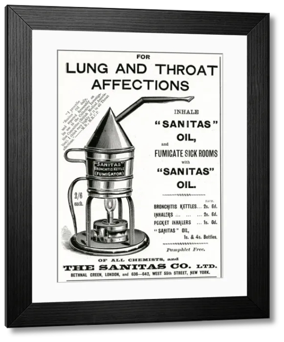 Framed Print : Advert for Sanitas flu fumigator 1897 Framed Print : Advert for Sanitas flu fumigator 1897